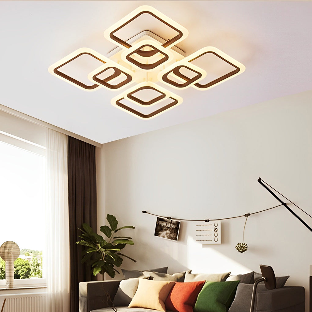 Modern Square LED Ceiling Light with Stepless Dimming & Remote