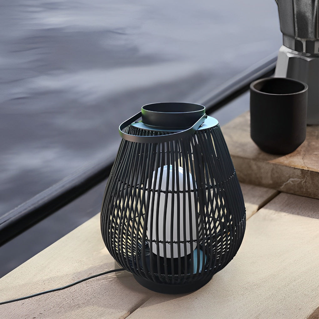 Portable Black Woven Iron E27 Outdoor Lantern with Handle
