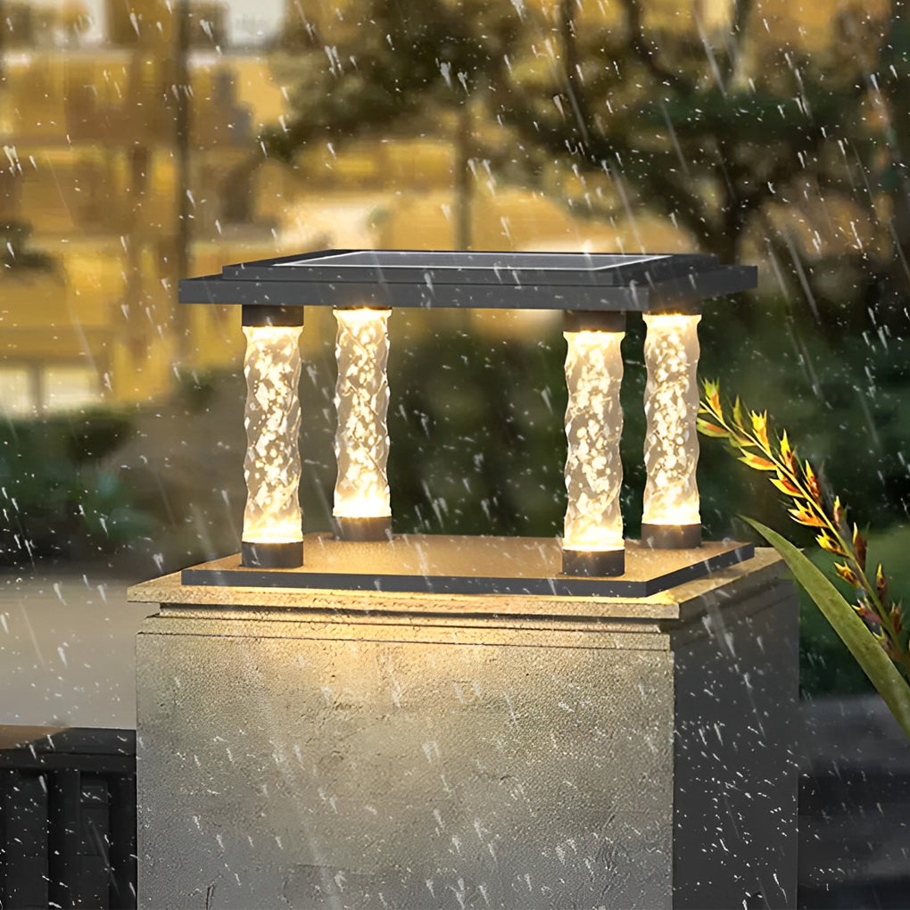 Modern Solar Post Cap Light - Waterproof LED Outdoor Post Lamp