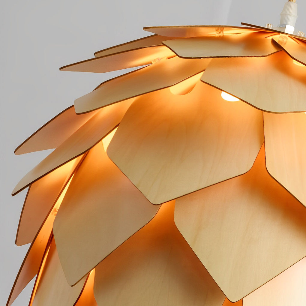 Wood Pinecone LED Pendant Light - Rustic Modern Chandelier