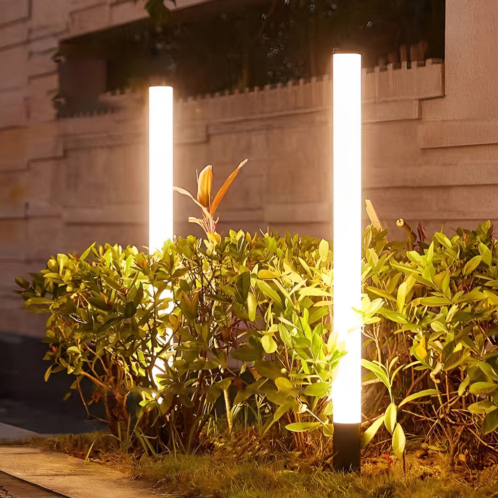 Modern Cylindrical Acrylic Outdoor Lawn Light - Black IP65