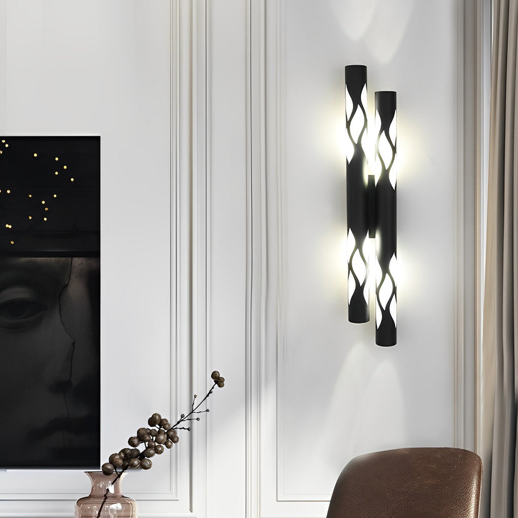 Flame Pattern LED Wall Sconce - Modern Up Down Light Metal Acrylic