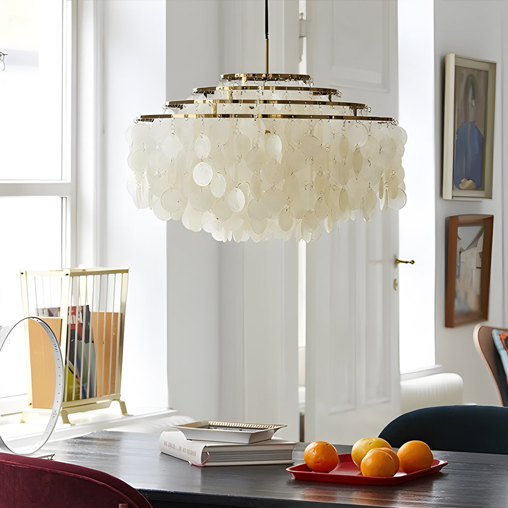 Luxury Seashell Chandelier with Adjustable Chain - LED Pendant