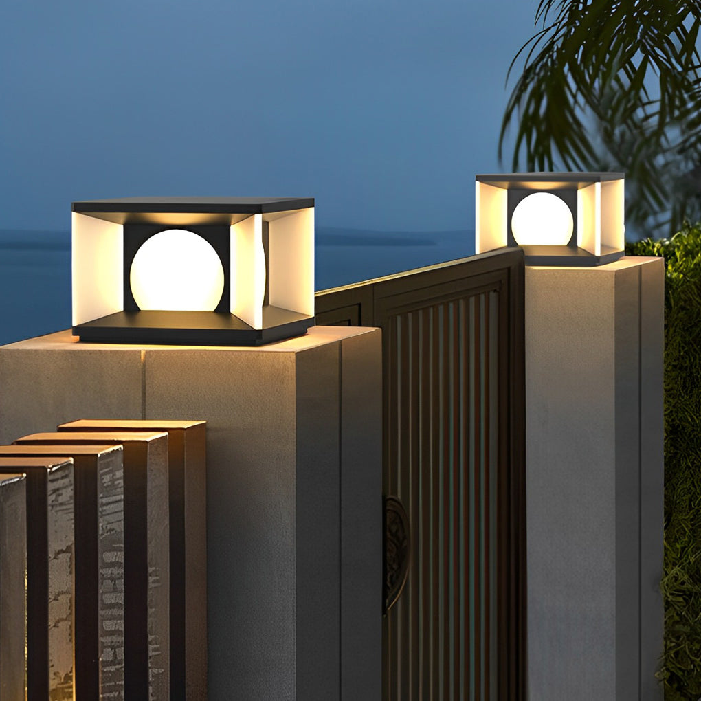Modern Square Solar Post Cap Light Stainless Steel Outdoor LED