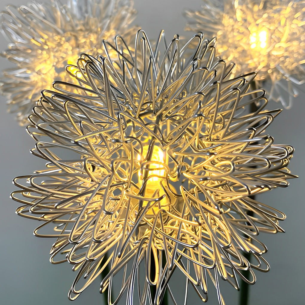 Modern Solar Dandelion Garden Lights | Aluminum LED Lawn Stake Set