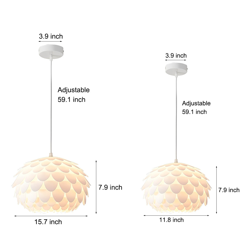 Modern White Fish Scale LED Pendant Light with 3-Step Dimming