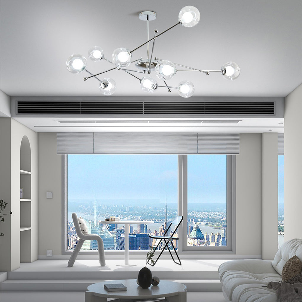 Modern Multi-Light Glass Globe Chandelier with Three-Step Dimming