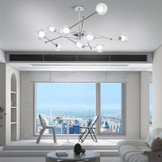 Modern Multi-Light Glass Globe Chandelier with Three-Step Dimming