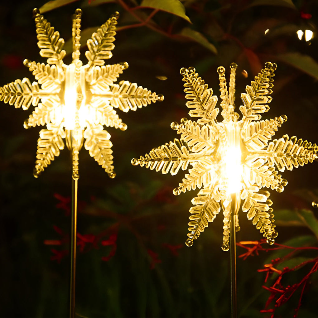 Solar Snowflake Lawn Lights Set - Acrylic Outdoor Garden Decor