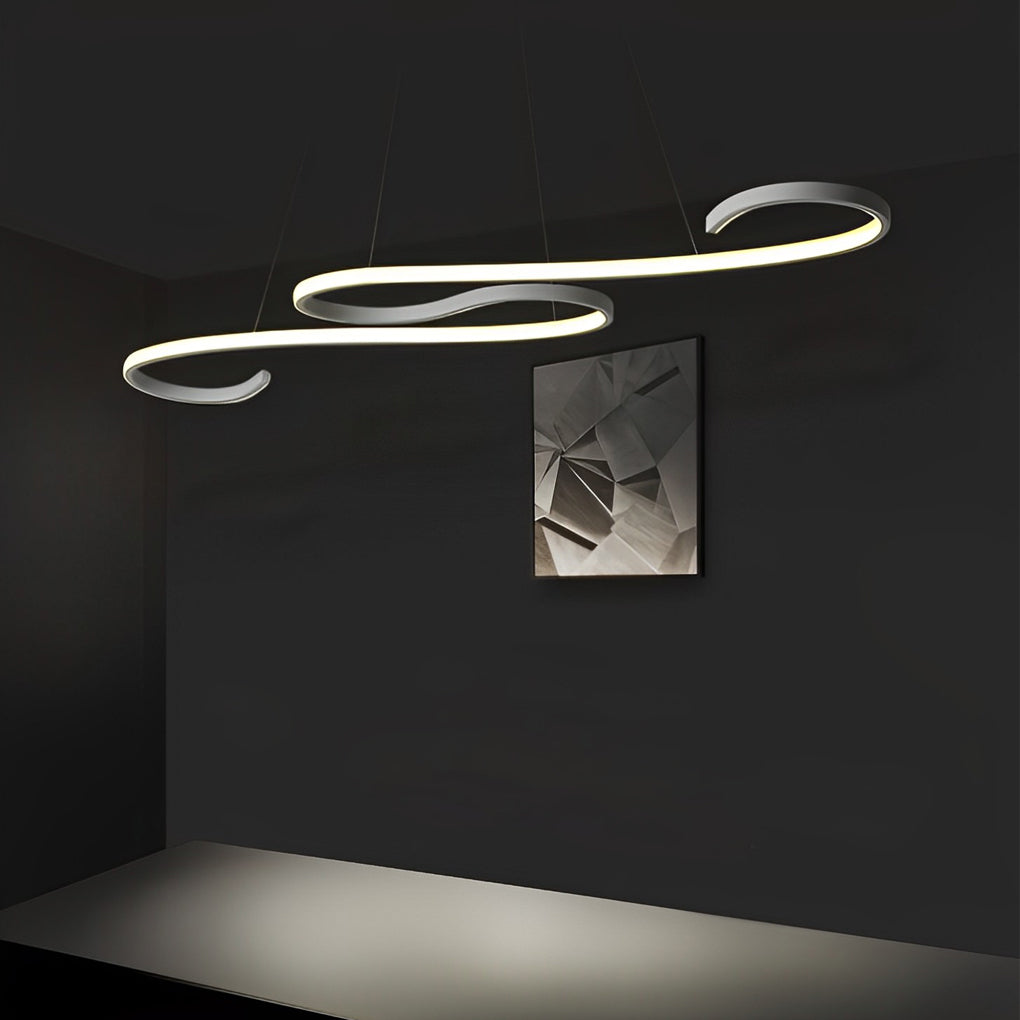 Wavy Lines LED Pendant Light with Stepless Dimming - Modern White