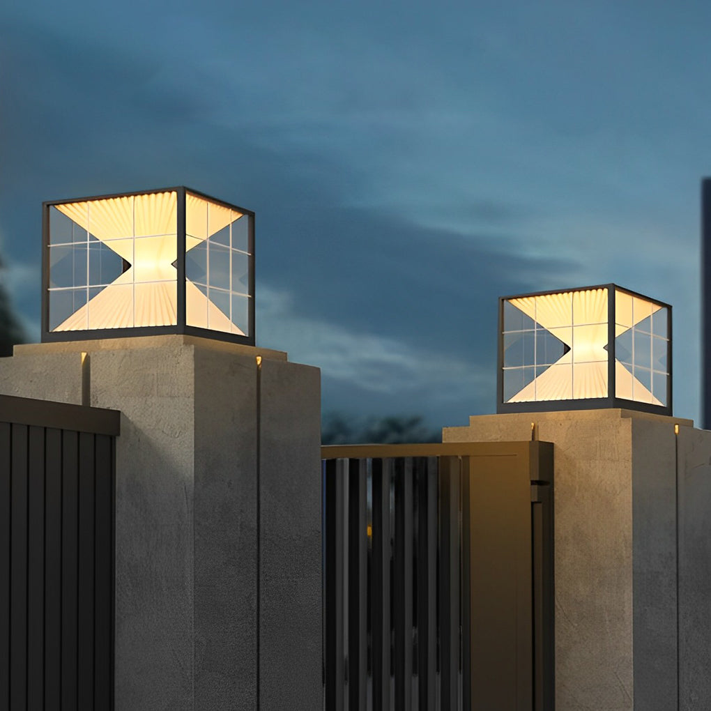 Modern Solar Fence Post Light – Hourglass LED Outdoor Pillar