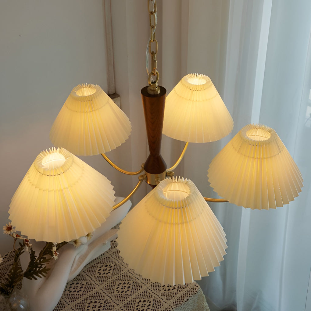 Nordic Pleated Pendant Chandelier 3-Light Warm LED Modern Dining