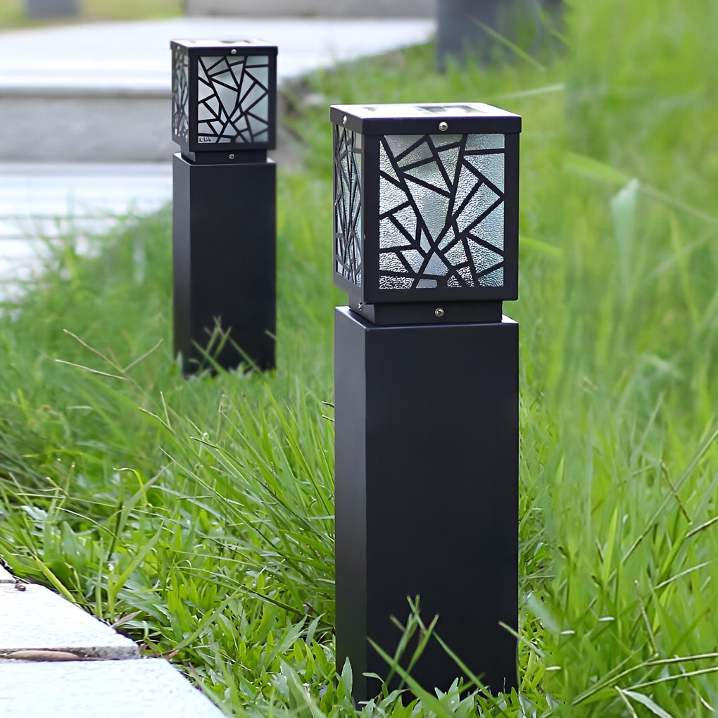 Modern Solar LED Bollard Path Light Black Waterproof Outdoor