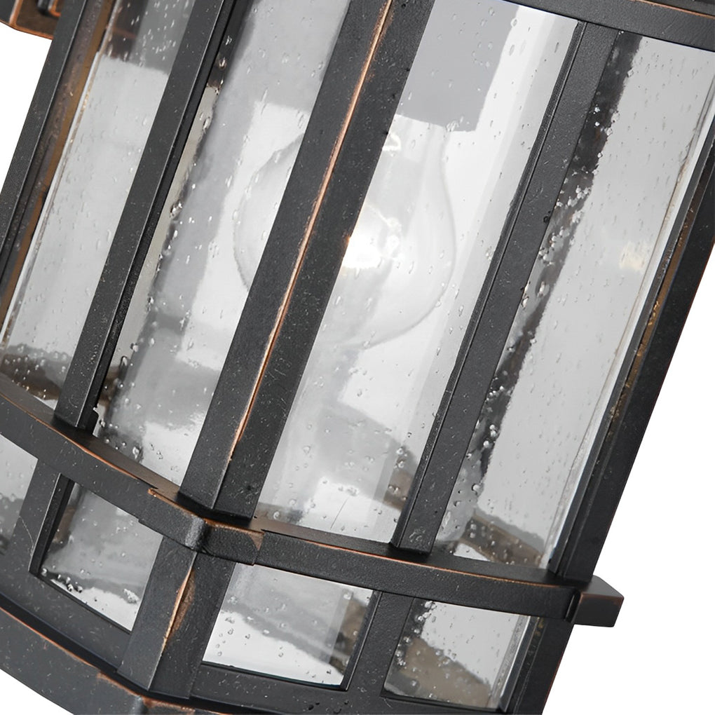 Modern Outdoor Wall Light with Bubble Glass Shade & Aluminum Frame