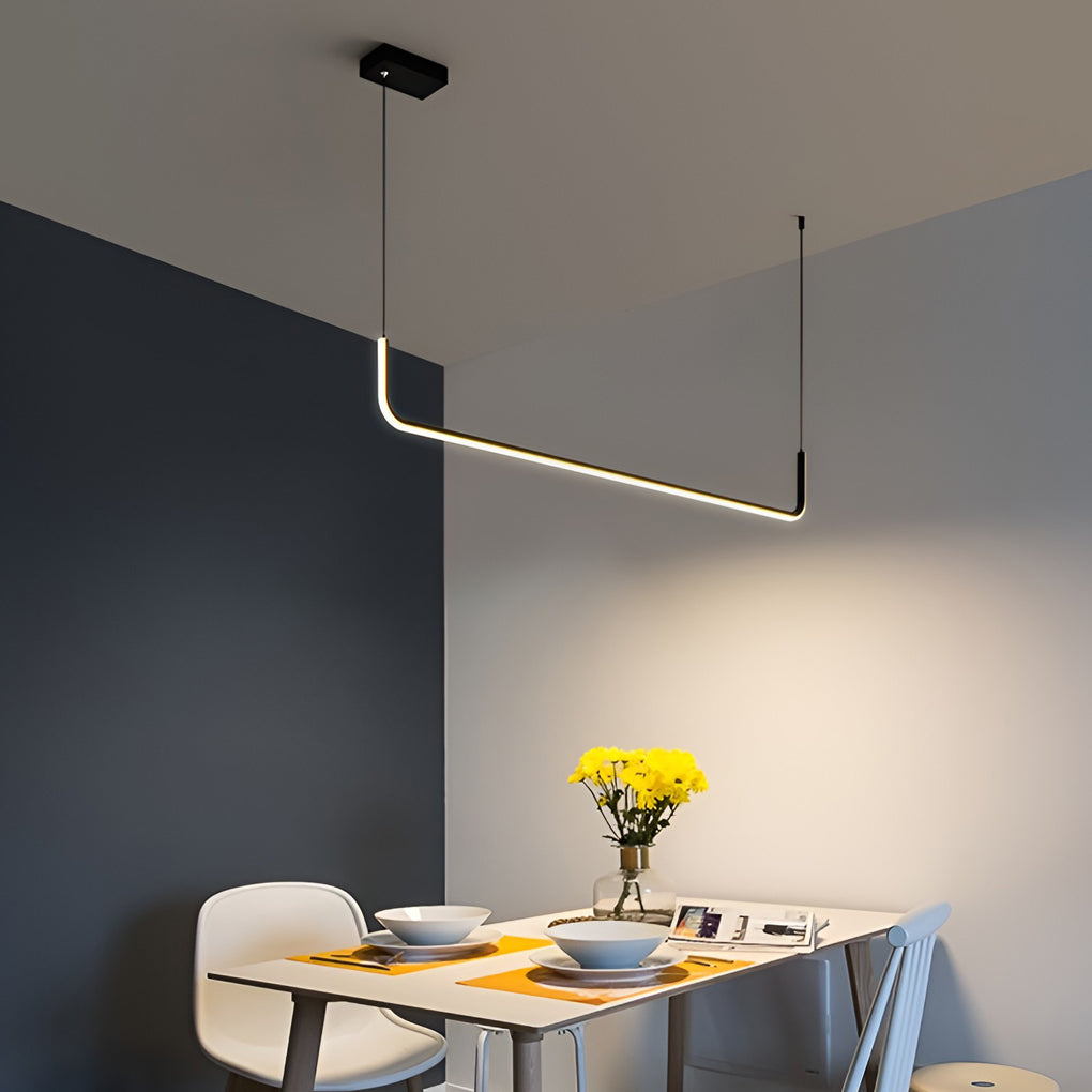 Modern Linear LED Pendant Light with 3-Step Dimming – Black Aluminum