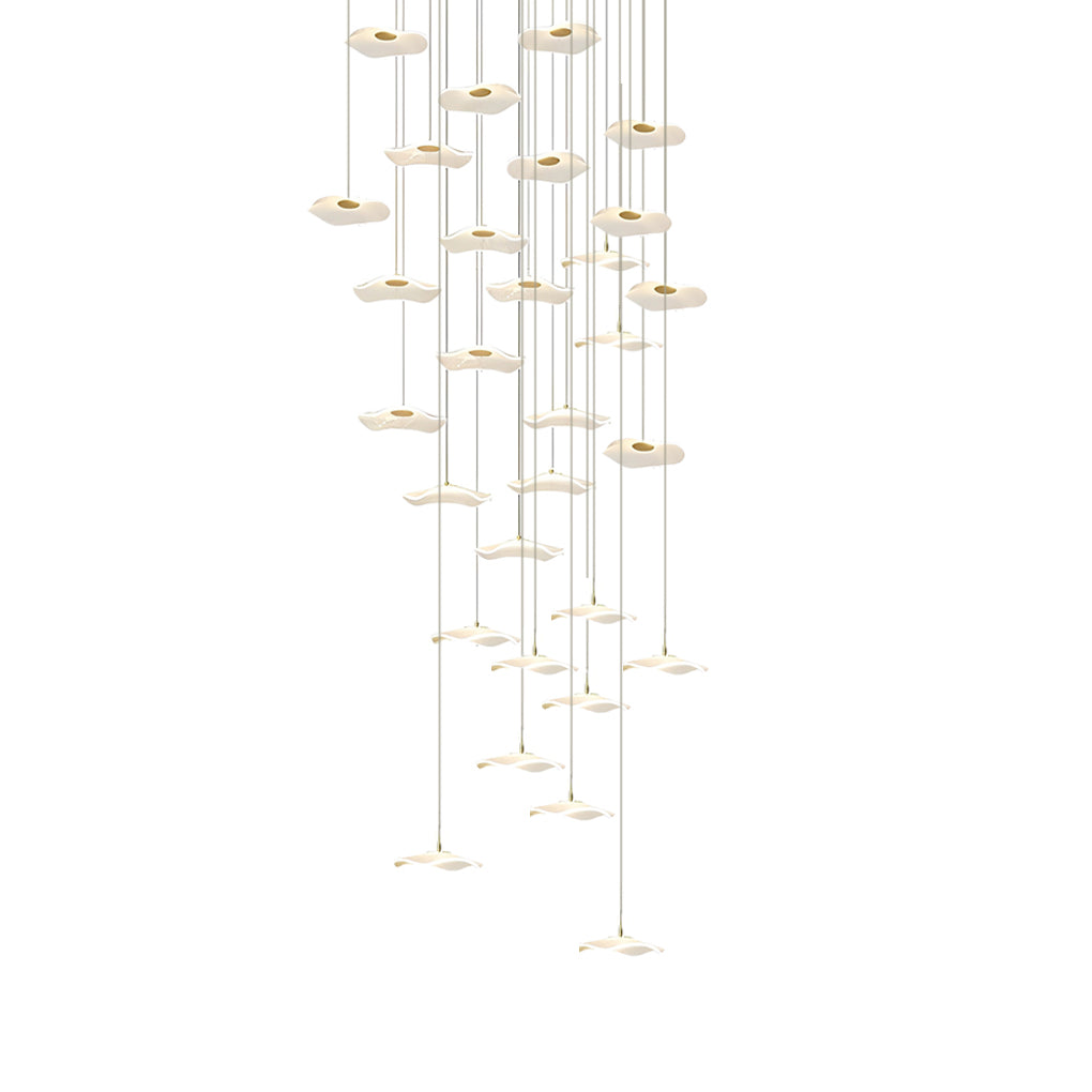Acrylic Lotus Leaf LED Staircase Chandelier - Modern Long Drop