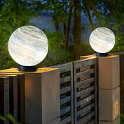 Modern Glass Sphere Outdoor Post Light | Waterproof Fence Lighting