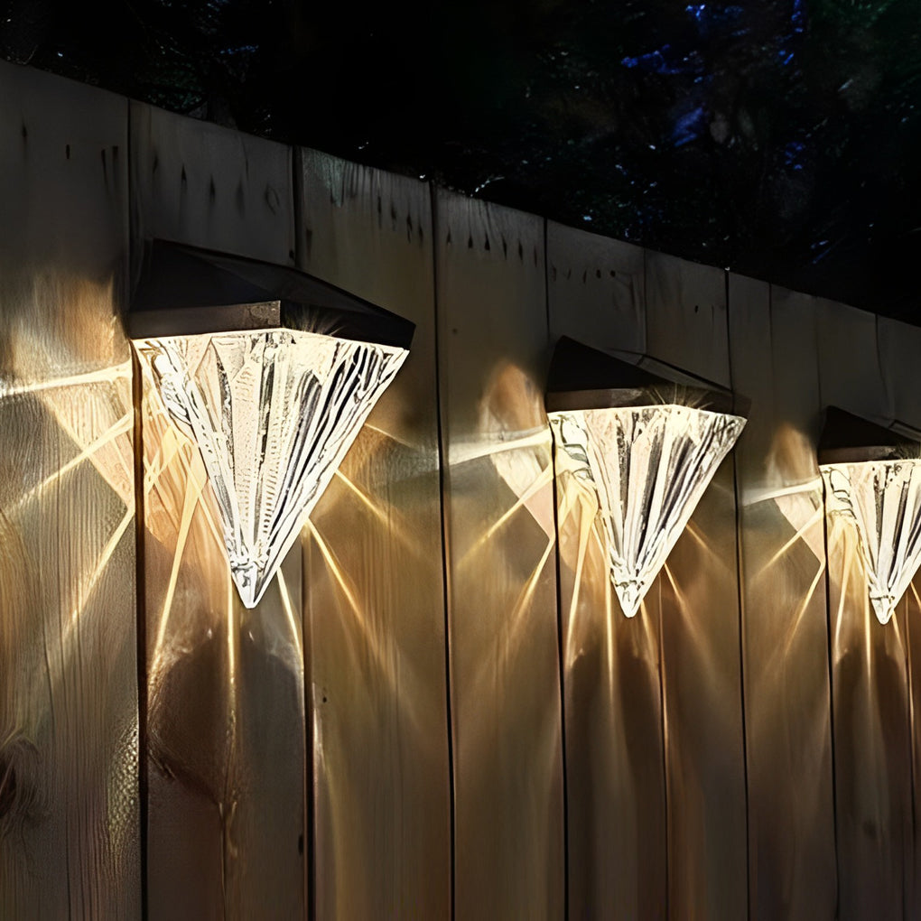 Geometric Solar LED Outdoor Wall Light – Modern Waterproof Black