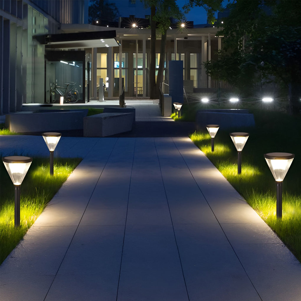 Modern Cone Solar LED Path Light - Outdoor Landscape Lighting