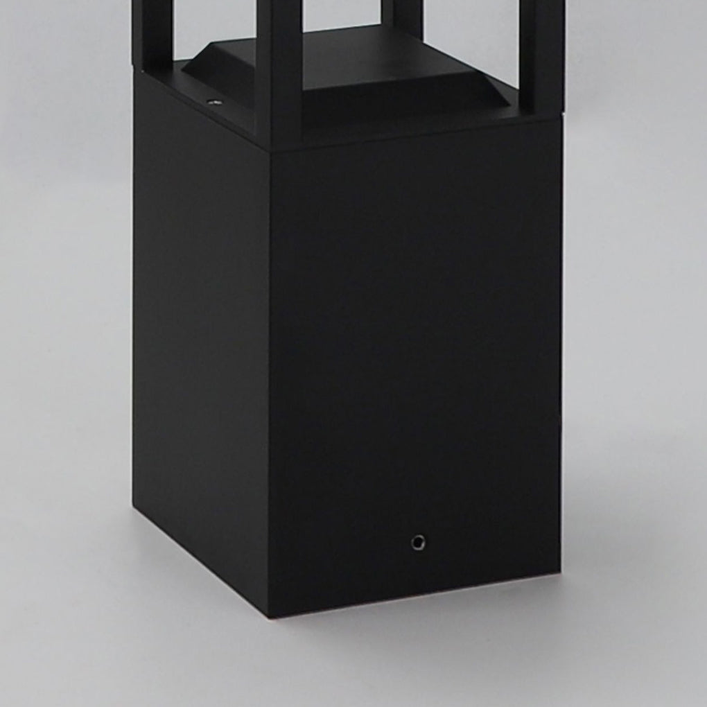 Solar LED Pathway Bollard Light Black Aluminum Modern Outdoor