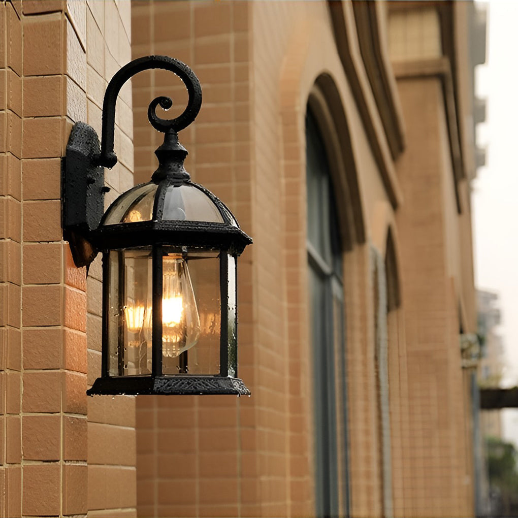 Vintage Industrial Outdoor Wall Sconce with Double Glass Shade
