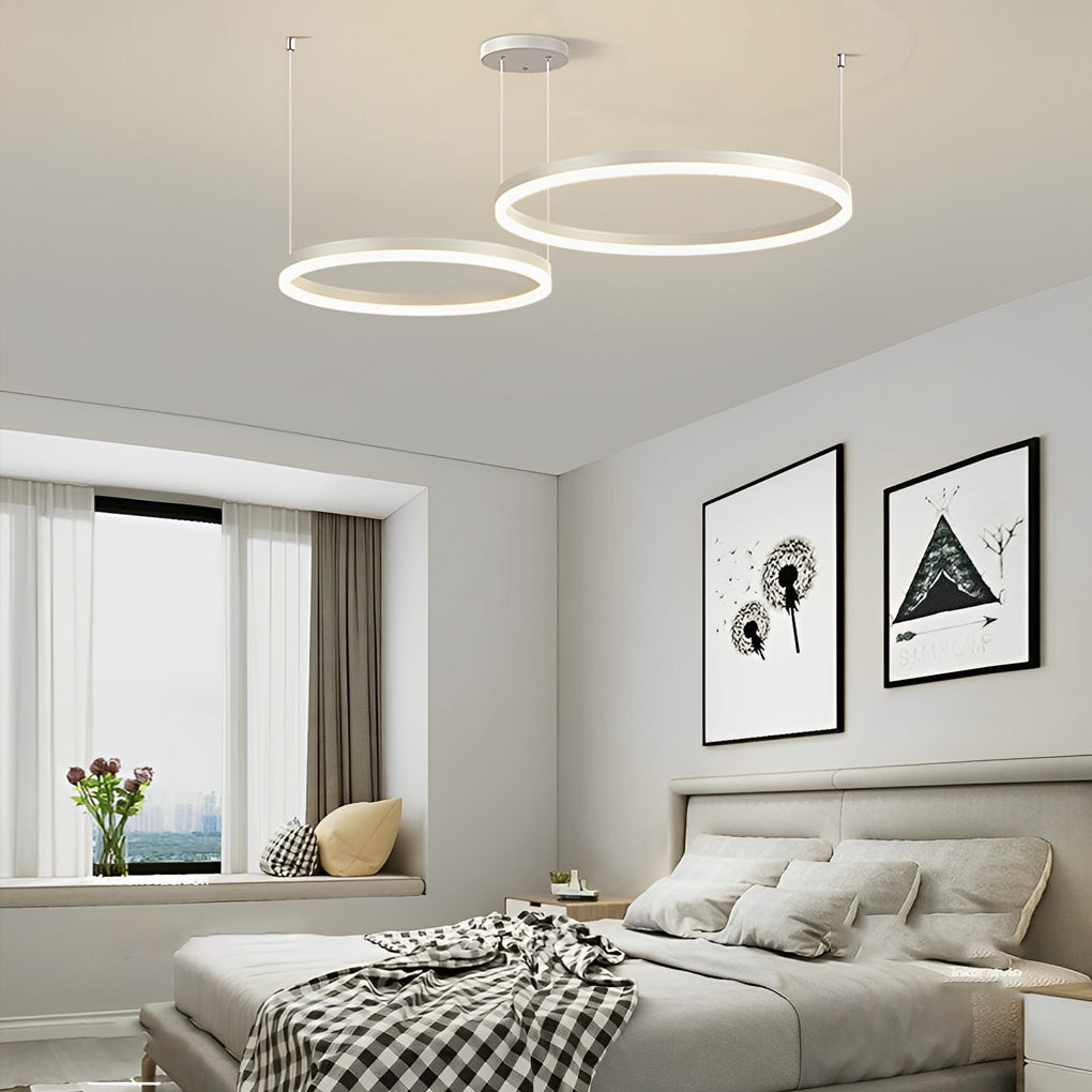 Circular Rings LED Semi-Flush Mount Light with 3-Step Dimming