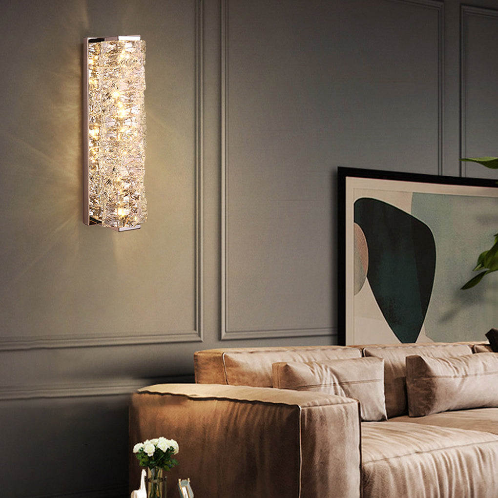 Crystal LED Wall Sconce with 3-Step Dimming - Modern Wall Light