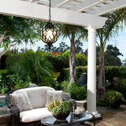 Tea Glass Globe Outdoor Pendant Light Modern Aluminum Lantern