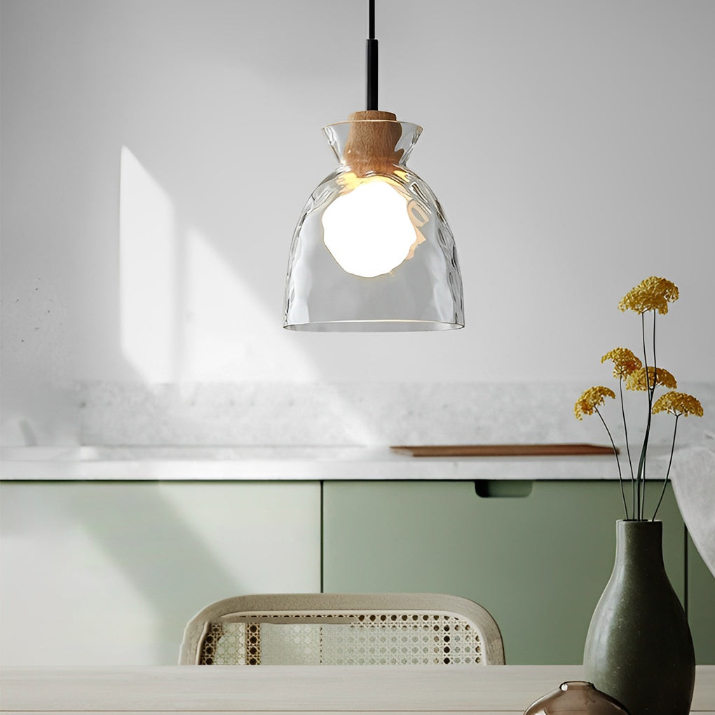 Modern Glass Wood Pendant Light | Japanese Minimalist Design