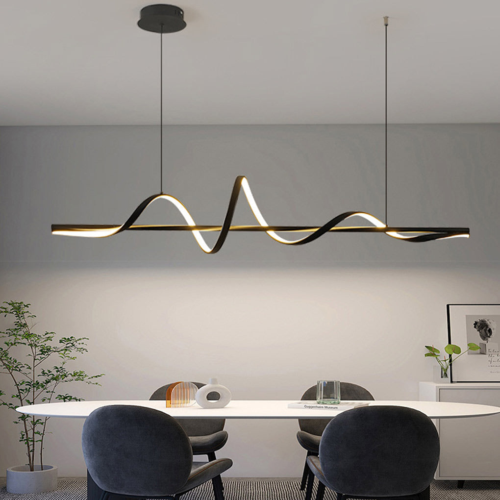Wavy Rotating Ring LED Pendant Light with Dimming - Modern Nordic