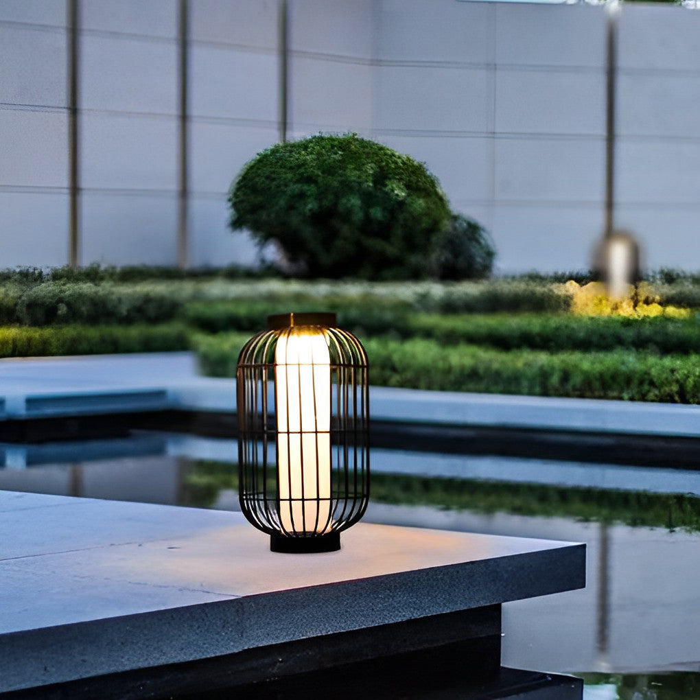 Solar Outdoor Lantern with Hemp Rope Handle - Waterproof LED Light