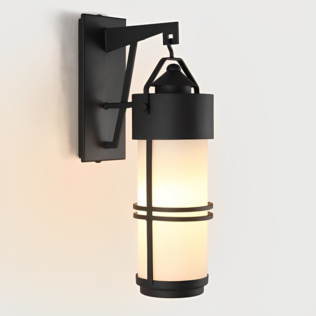 Retro Black Iron Wall Sconce with Glass Shade – Waterproof Outdoor
