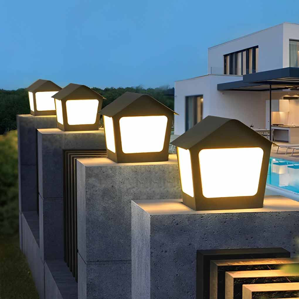 Modern Cottage Solar Fence Post Light - Stainless Steel Black