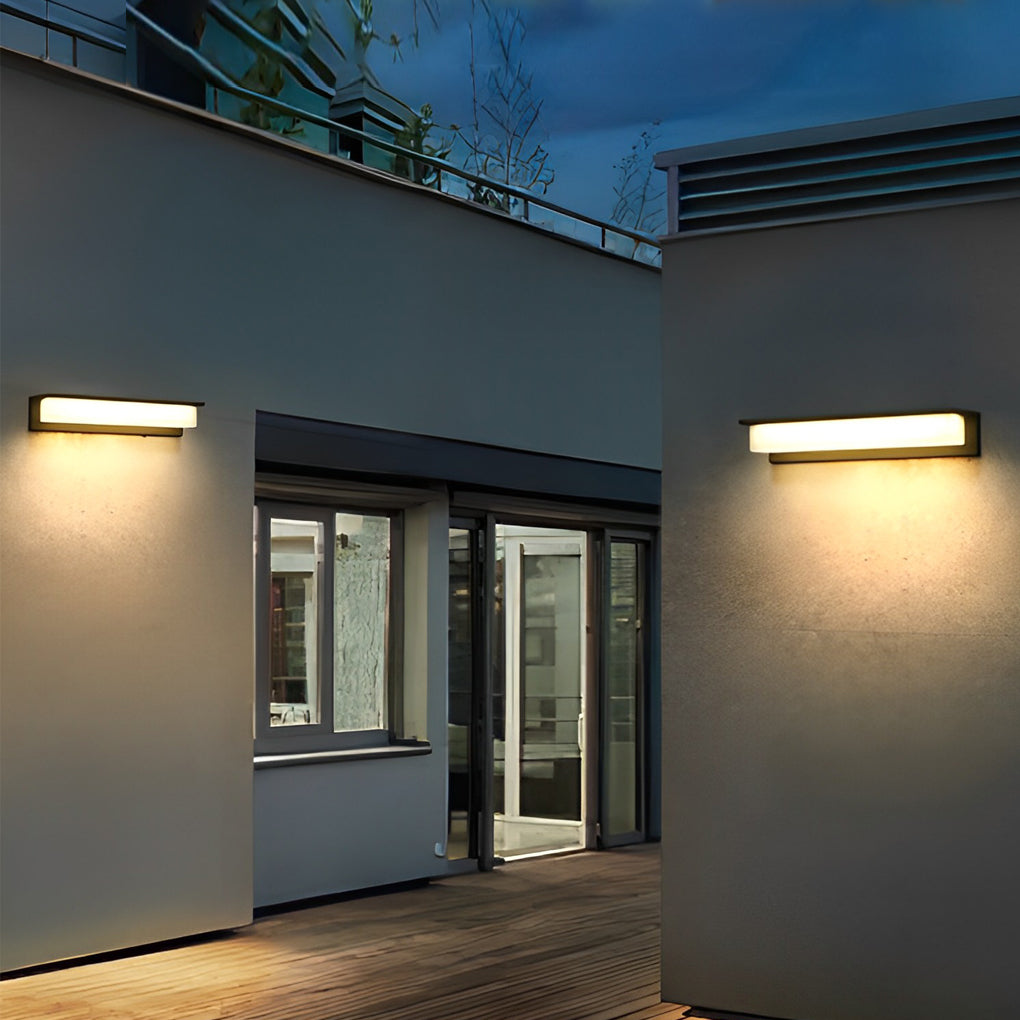 Modern Rectangular Solar LED Outdoor Wall Light - Waterproof