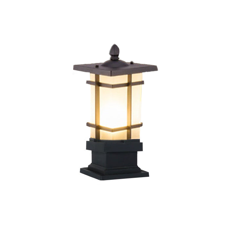 Modern Geometric Black Aluminum Bollard Light for Outdoor Pathways