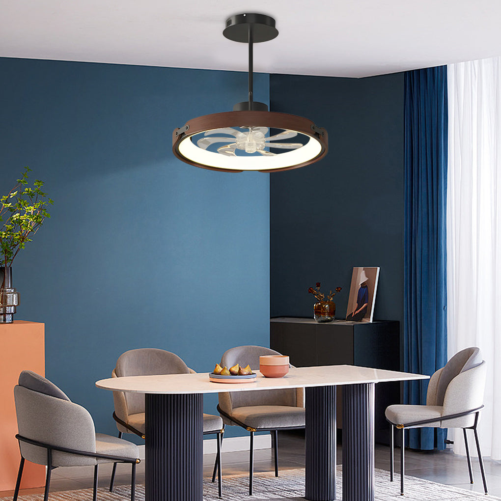 Wood Bladeless Ceiling Fan Light with LED & APP Control