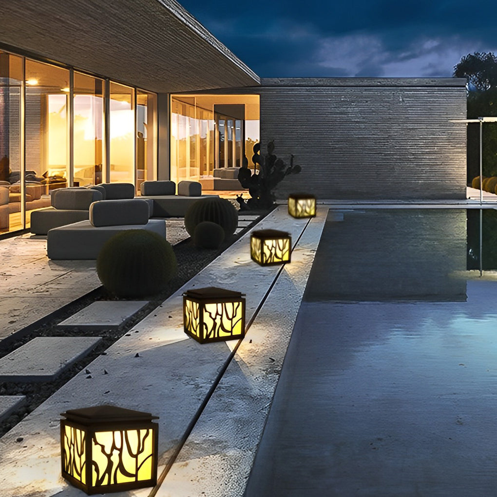 Modern Outdoor LED Fence Post Light - Stainless Steel & Marble