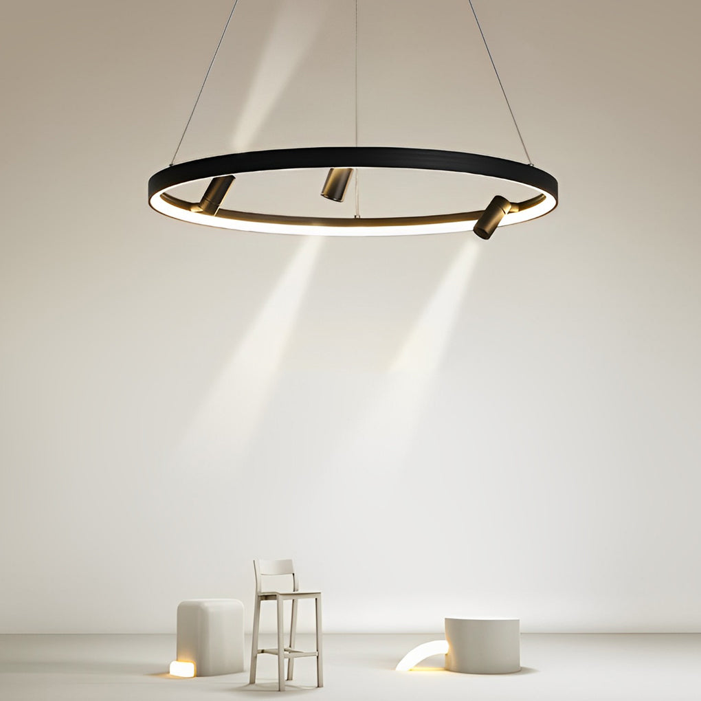 Modern Round LED Pendant Light with Adjustable Spotlights