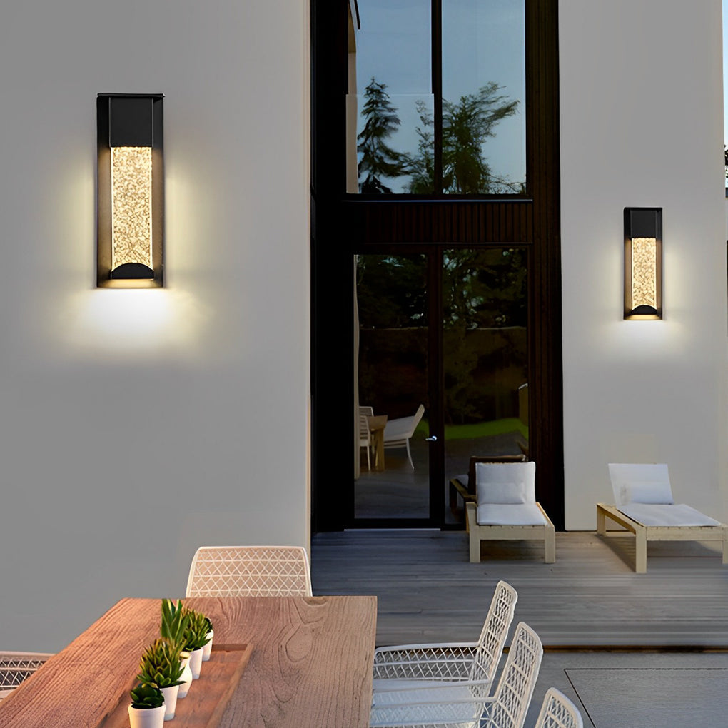Crystal Bubble Glass Motion Sensor Outdoor Wall Lamp - Black