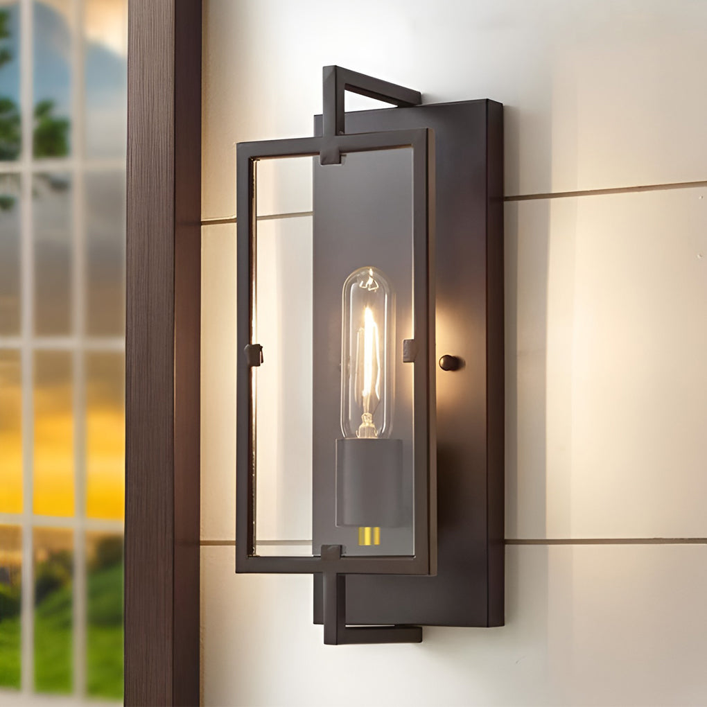 Rectangular Industrial Wall Sconce - Black Metal Vintage Design