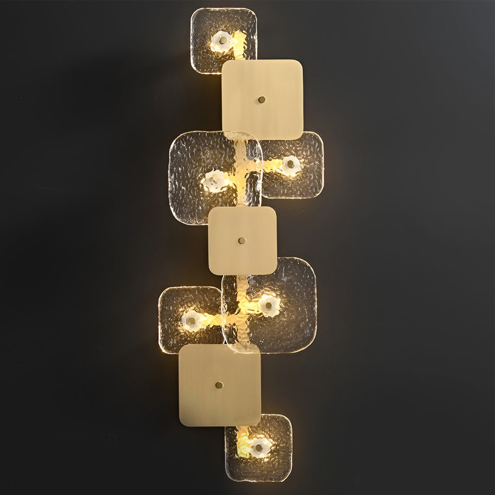 Modern Rounded Square Glass Copper LED Wall Sconce