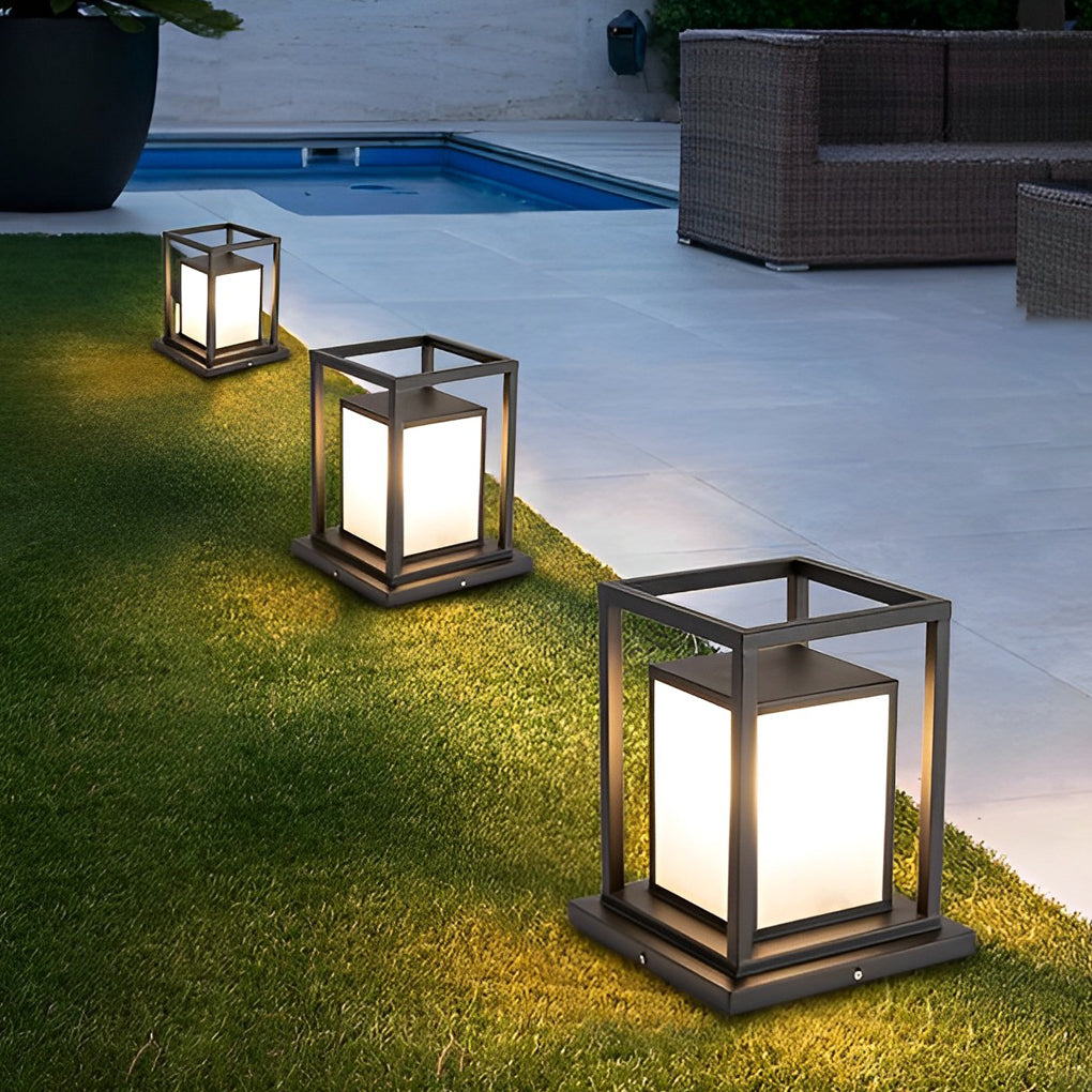 Modern Solar Fence Post Light - Stainless Steel Outdoor Pillar Lamp