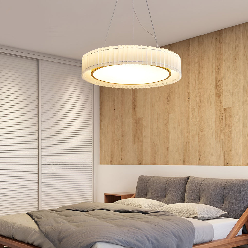 Pleated Fabric LED Ceiling Light with 3-Step Dimming