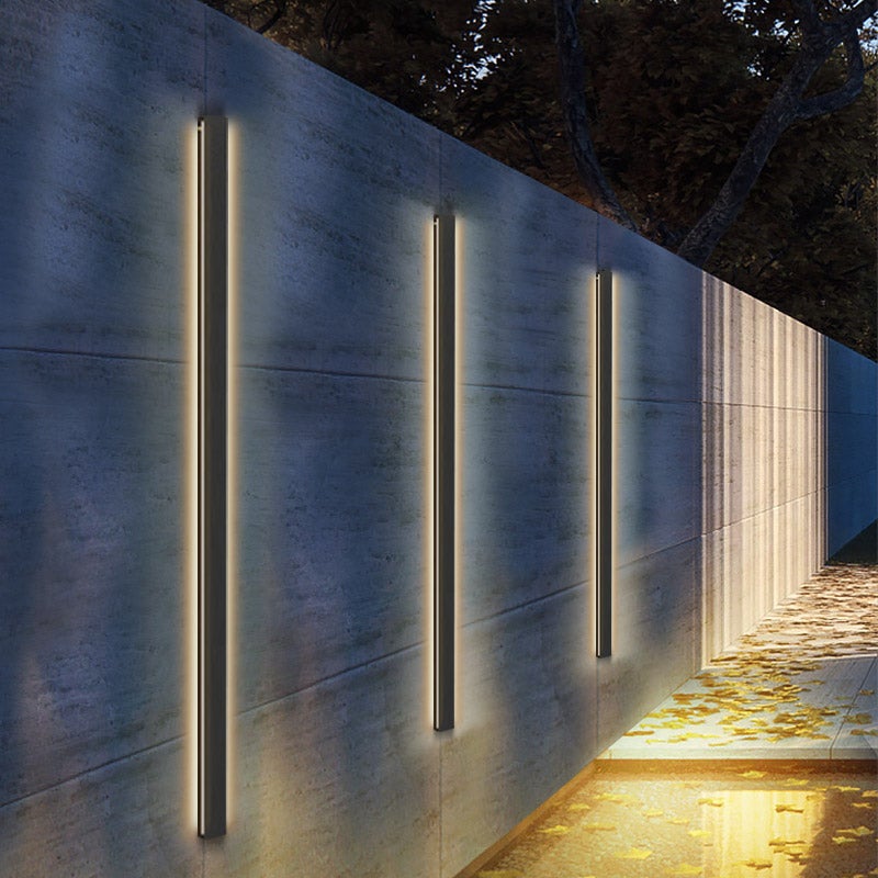 Linear Metal Outdoor Wall Light – Waterproof IP65 Black LED Sconce