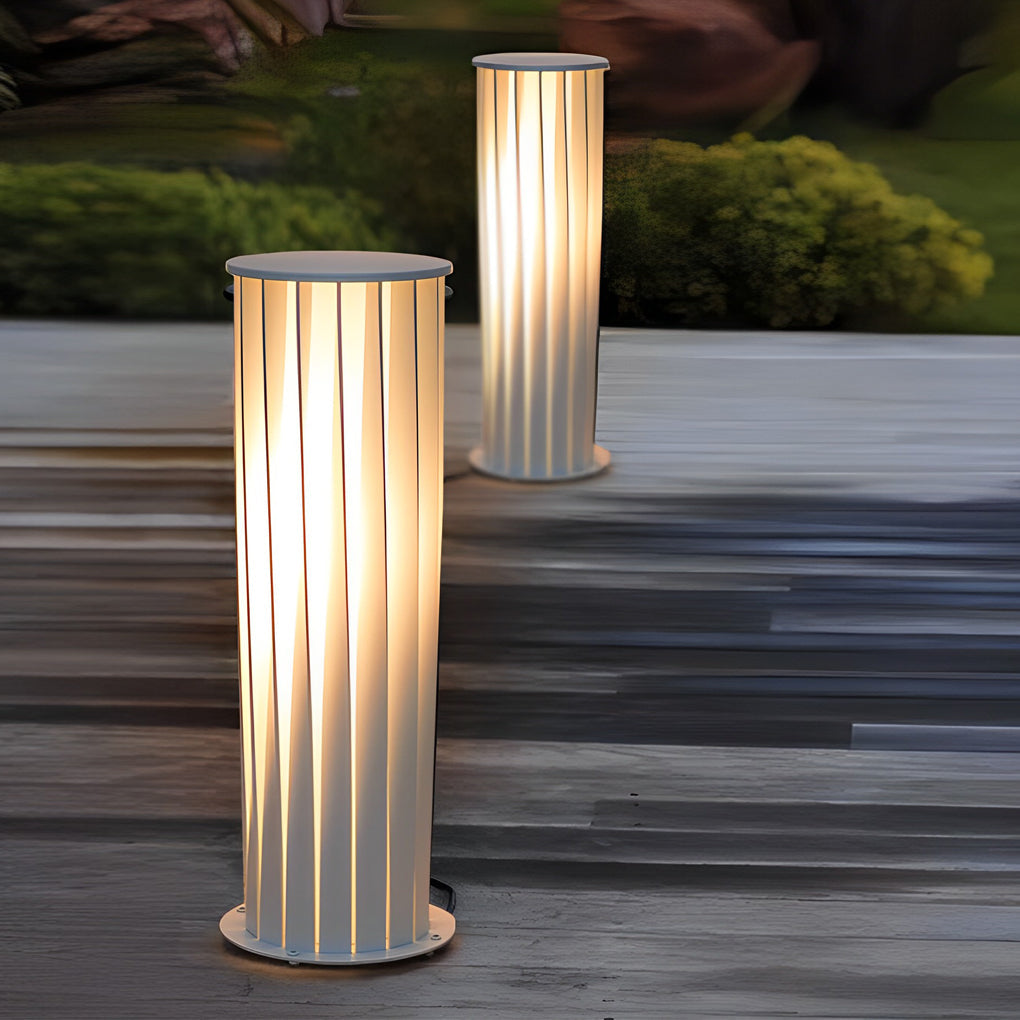 Modern Solar LED Lawn Light with Twisted Metal Design