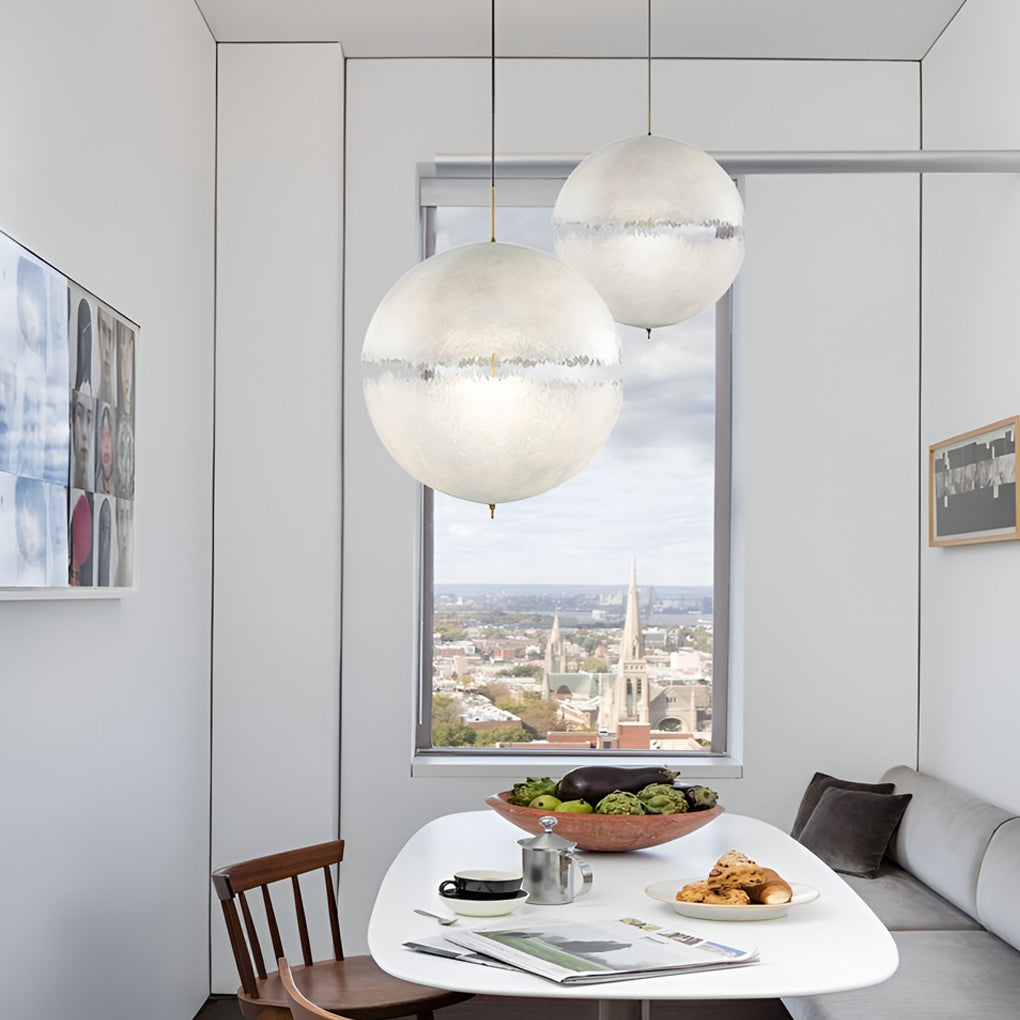 Moon Shaped Modern Nordic Pendant Light – Resin & Iron