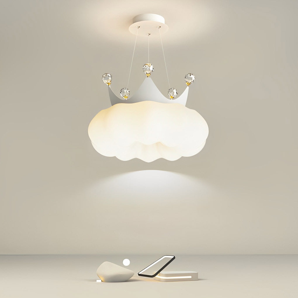 Modern Cloud Crown Chandelier with Dimmable LED - Gold & White