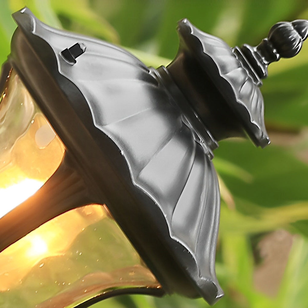 Vintage Black Outdoor Lawn Post Light with Water Glass Lens