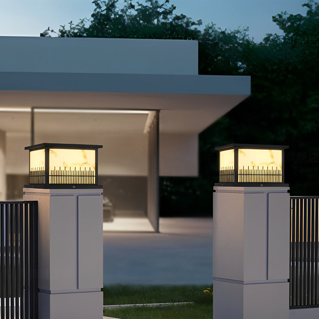 Square Solar Fence Post Light with 3-Step Dimming & Remote Control