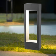 Rectangular Frame LED Lawn Light – Modern Aluminum Outdoor Post